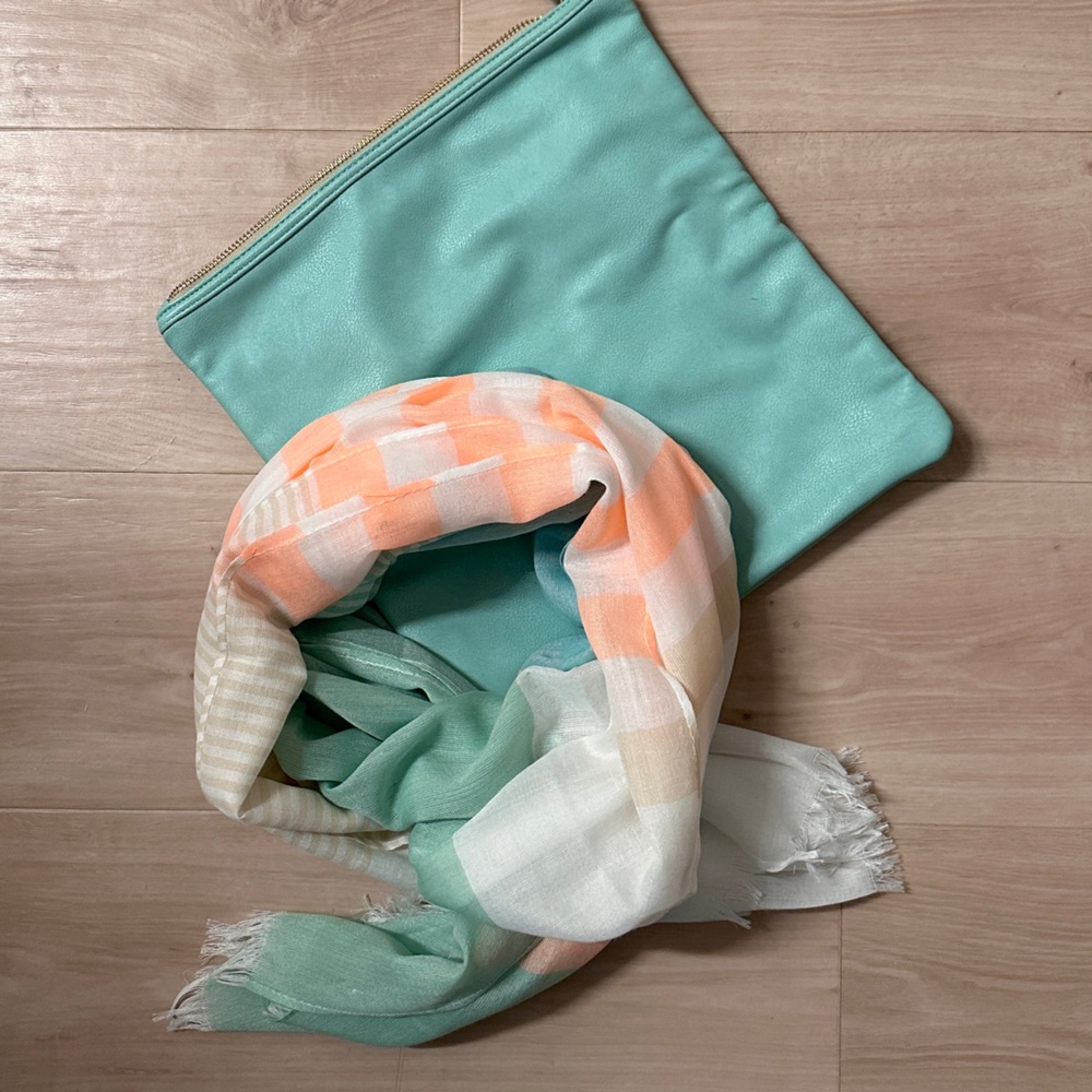 Leather pouch and matching scarf
